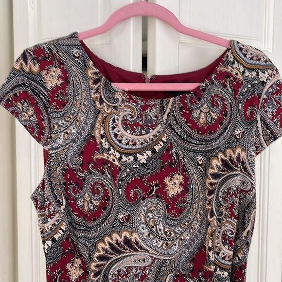 Liz Claiborne Workwear Professional Office Attire Size 16 Dress NWT Wine Multi - Picture 2 of 8